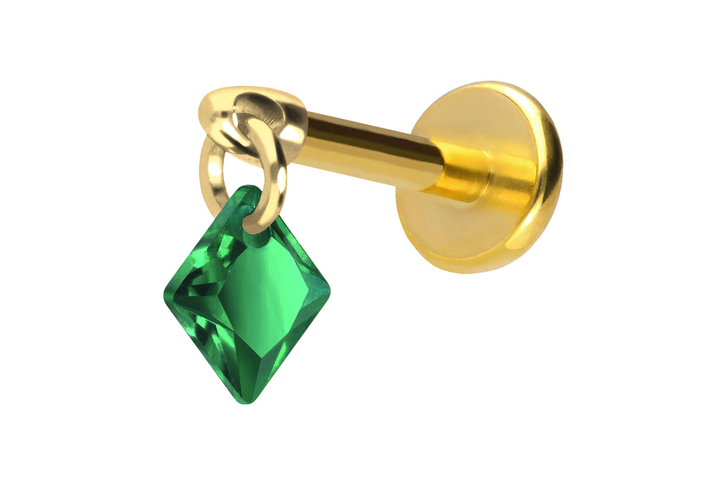 Titan Labret Piercing mit Push Fit KRISTALLQUADRAT